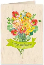 Karnet drewniany C6 + koperta. Gratulacje