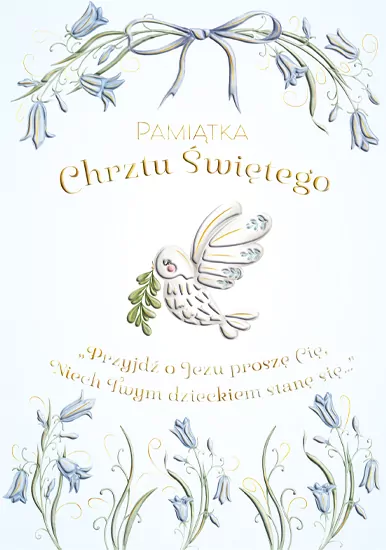 Karnet A5 Chrzest - Gołąbek w kwiatach dla chłopie - tantis.pl