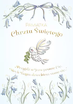 Karnet A5 Chrzest - Gołąbek w kwiatach dla chłopie