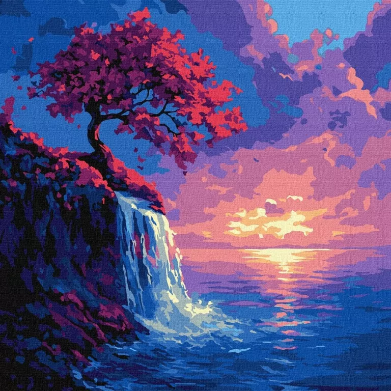 Malowanie po numerach - Sakura w strumieniu 40x40 - tantis.pl