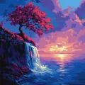 Malowanie po numerach - Sakura w strumieniu 40x40 - tantis.pl