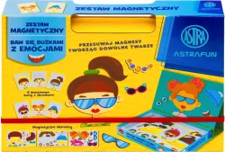 Magnetyczny zestaw Astrafun baw się buźkami z emocjami w pudełku z rączką 45 elementów