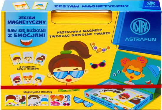 Magnetyczny zestaw Astrafun baw się buźkami z emocjami w pudełku z rączką 45 elementów