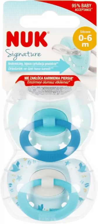 Smoczki uspokajające silikonowe 0-6m Signature NUK - tantis.pl