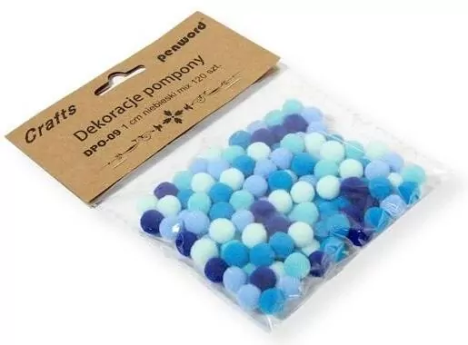 Dekoracje pompony 1cm mix niebieski