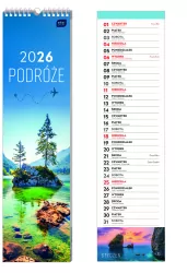 Kalendarz 2026 paskowy 13,5x50cm Podróże