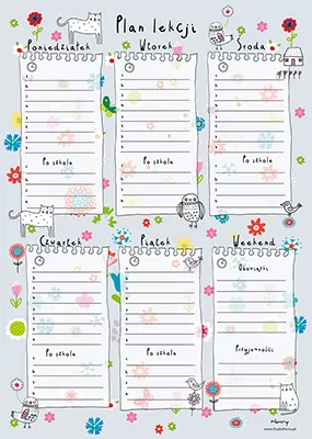 Plan lekcji z tabliczką mnożenia A4 Łąka - tantis.pl