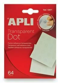 Kółka mocujące transparentne APLI typu "dot" usuwalne 64 sztuk - tantis.pl