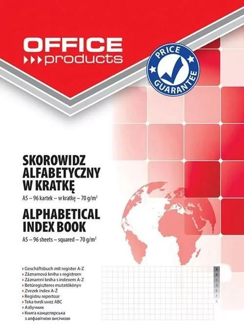 Skorowidz alfabetyczny A5 Office Products w kratkę 96 kart. - tantis.pl