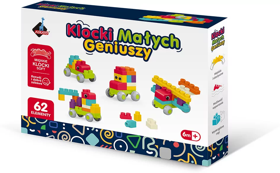 Klocki małych geniuszy Soft miękkie 62el - tantis.pl