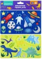 Plastikowy szablon rysunkowy. Dino, kosmos - tantis.pl