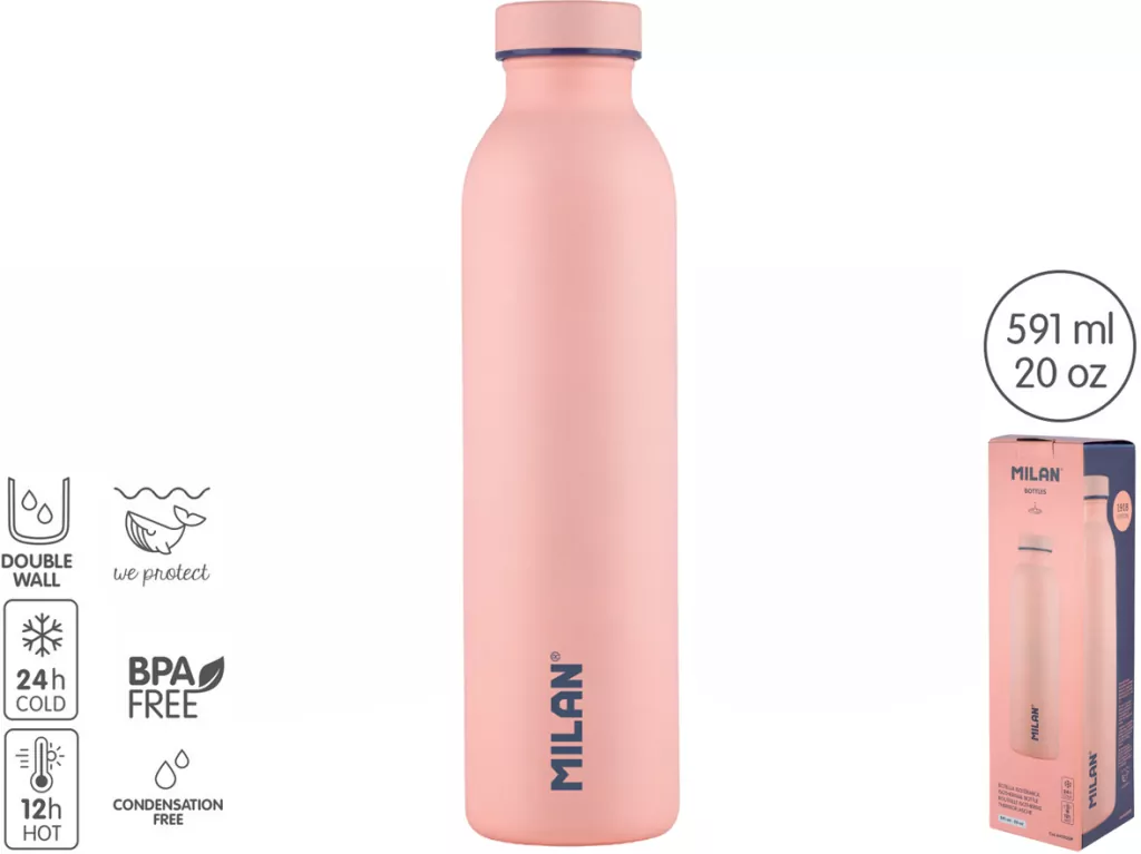 Butelka termiczna 591ml 1918 Silver Róż MILAN - tantis.pl