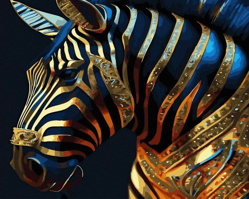 Malowanie po numerach + złota farba - Złota zebra - tantis.pl