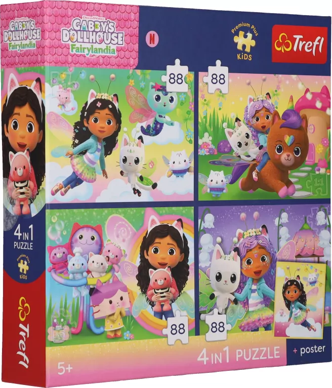 Puzzle 4w1 Koci Domek Gabi + plakat TREFL - tantis.pl