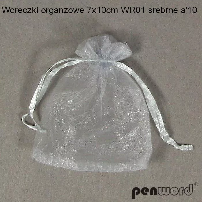 Woreczki organzowe. Srebrne 7x10cm - tantis.pl