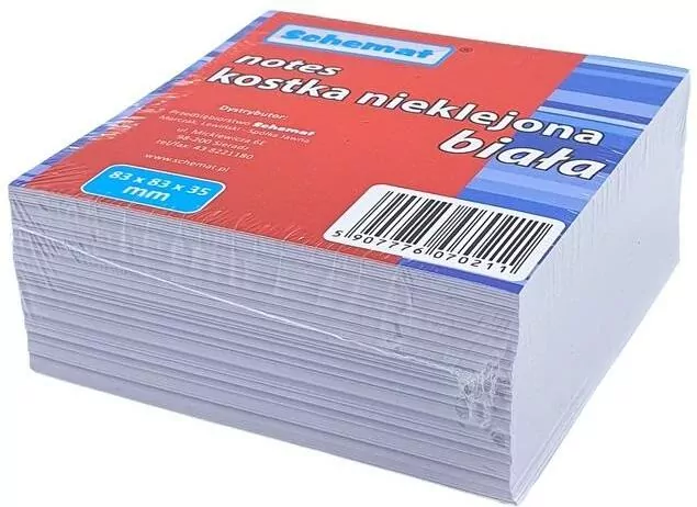 Kostka papierowa biała 83x83x35mm nieklejona - tantis.pl