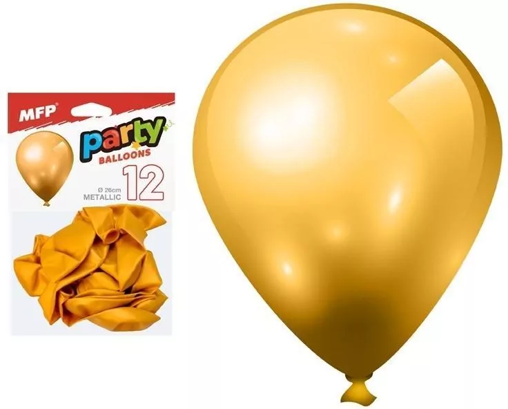 Balon dmuchany metal złoty 26cm - tantis.pl