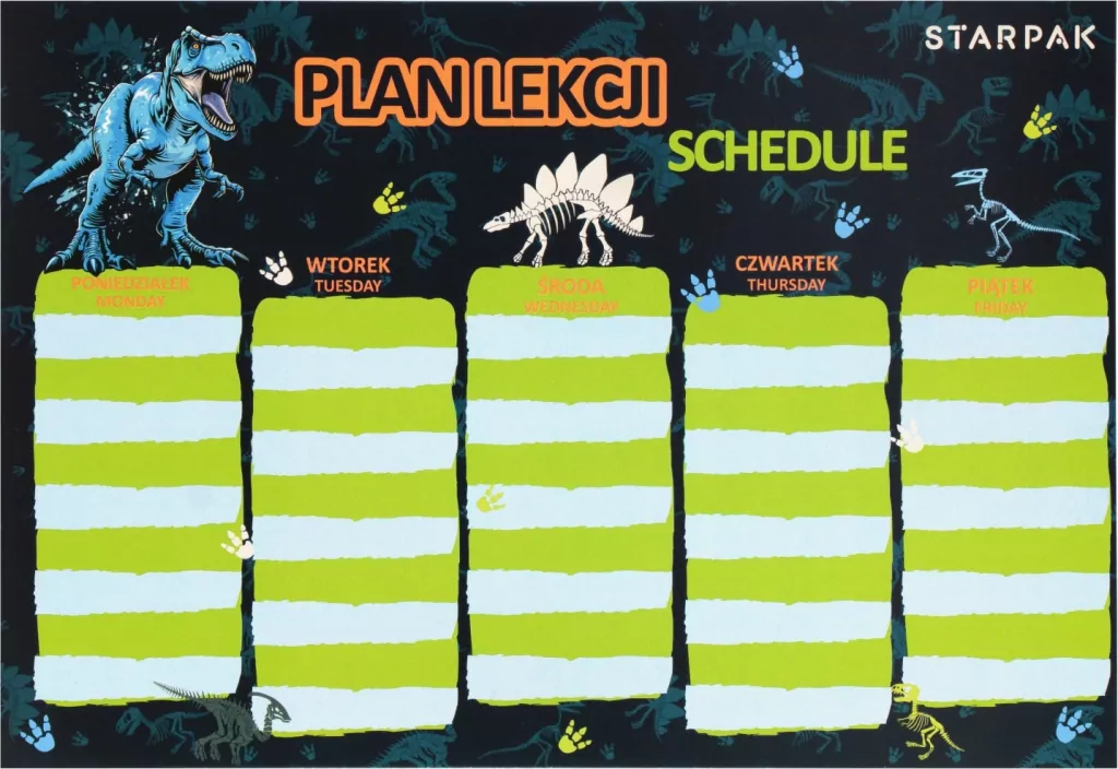 Plan lekcji z tabliczką mnożenia - tantis.pl