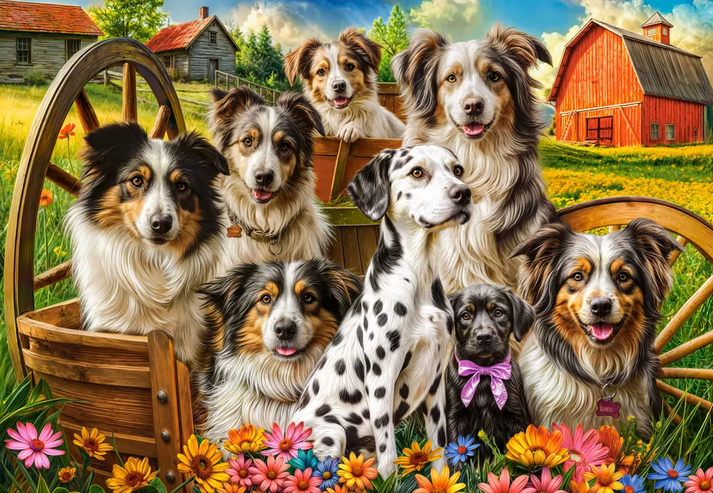 Puzzle 1000 Happy Dogs In The Countryside CASTOR - tantis.pl
