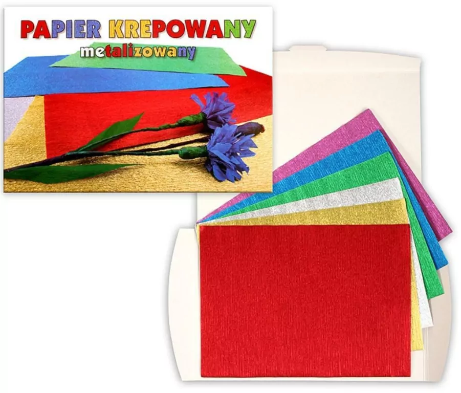 Papier krepowany metalizowany teczka c4 6 kolorów mix - tantis.pl