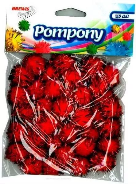Pompony metaliczne czerwone, 2cm - tantis.pl