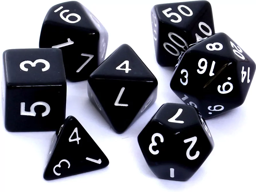 Komplet kości RPG. Czarne. Matowe. REBEL - tantis.pl