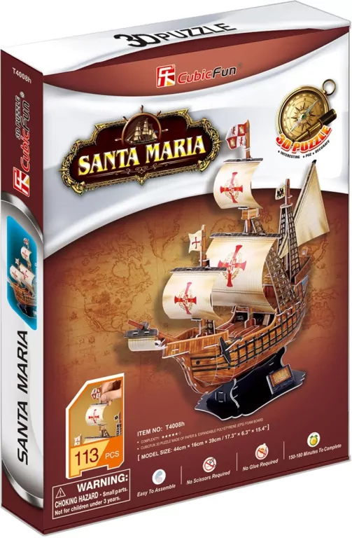 Puzzle 3D. Żaglowiec Santa Maria - tantis.pl