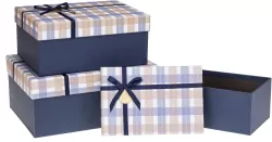 Pudełko prezentowe z kokardą krata ROZETTE
