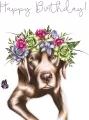 Karnet Swarovski kwadrat. Pies z kwiatami - tantis.pl