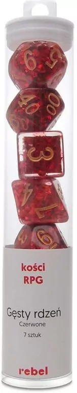 Komplet kości RPG czerwone Gęsty rdzeń - tantis.pl