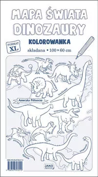 Mapa Świata Dinozaury Kolorowanka XL 2 sztuki - tantis.pl