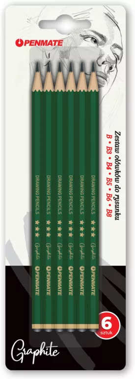 Zestaw ołówków miękkich PENMATE do rysunku. Blister 6 sztuk - tantis.pl