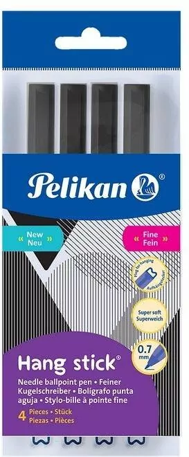 Długopis Hang Stick 0,7mm czarny 4szt PELIKAN - tantis.pl