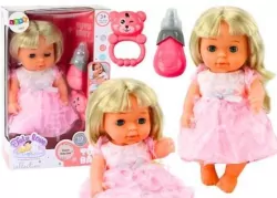 Lalka w jasno-różowej sukience siusiająca butelka