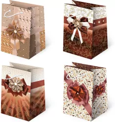 Torebki prezentowe T5-99 Kokardy brązowe 10 sztuk