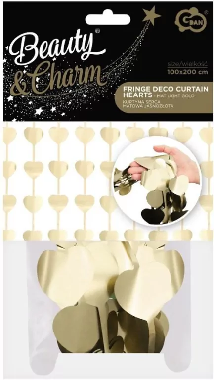 Kurtyna B&C serca matowa srebrna100x200cm - tantis.pl