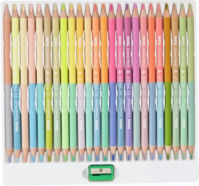 Kredki Astra ołówkowe, trójkątne, dwustronne, pastelowe, 48 kolorów - tantis.pl