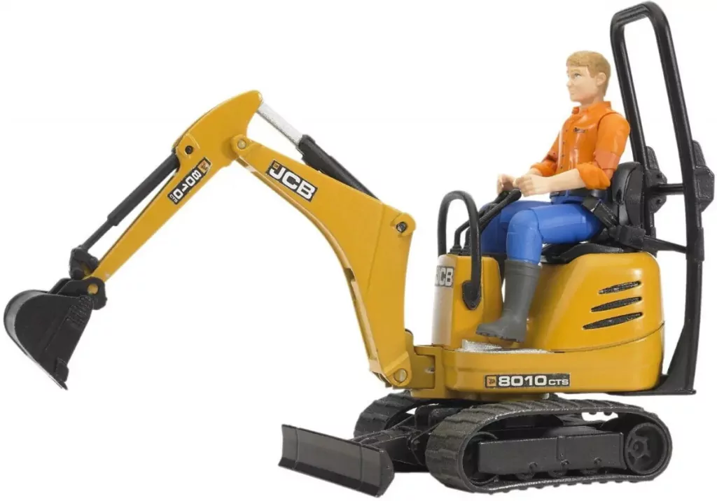 Mikrokoparka JCB 8010 CTS z figurką budowlańca - tantis.pl