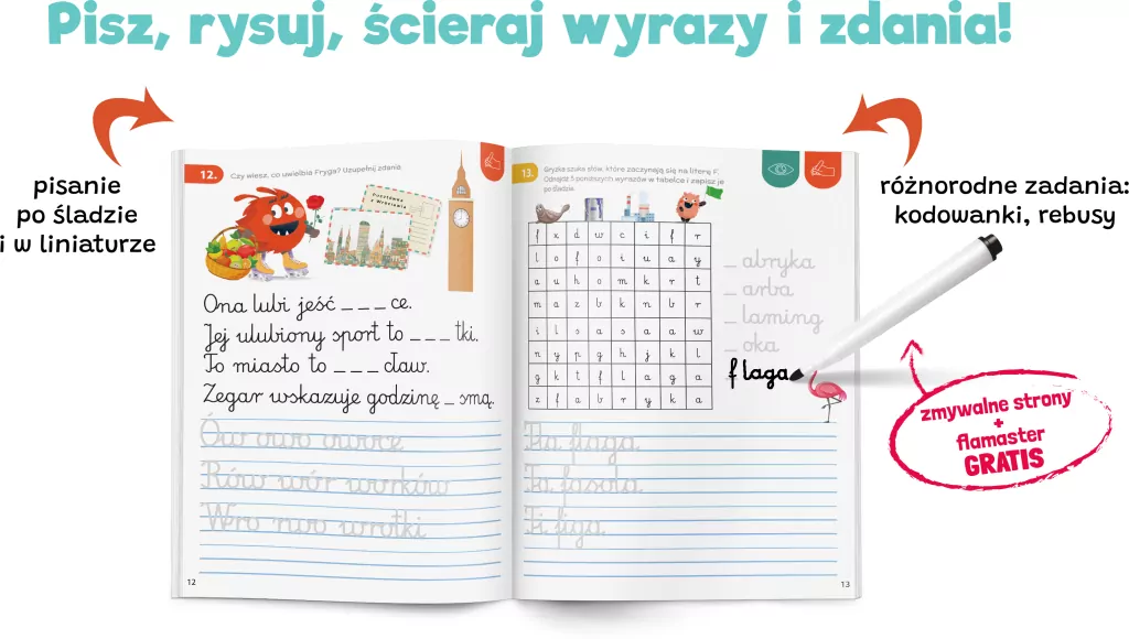 Bazgraki Nauka pisania. Wyrazy i zdania. Kapitan Nauka - tantis.pl