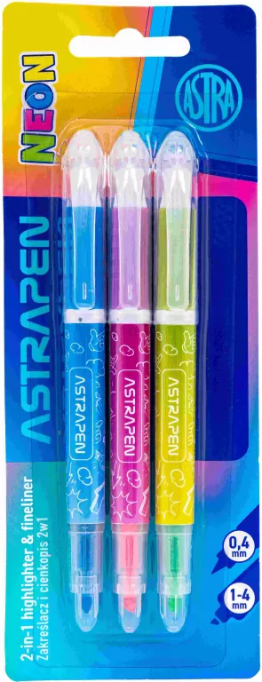 Zakreślacz i cienkopis 2w1 neon ASTRA - tantis.pl