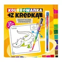 Kolorowanka z kredką. Egzotyczne zwierzęta