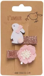 Klipsy królik i kwiatek