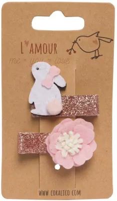 Klipsy królik i kwiatek