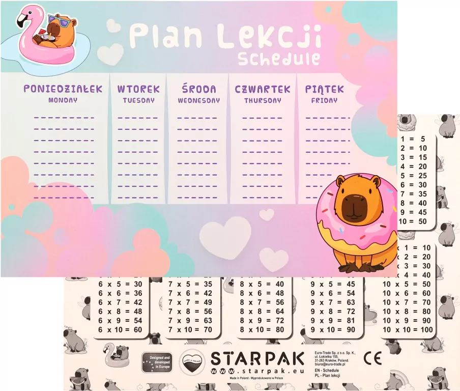 PLAN LEKCJI A5 NAKLEJ NA ZESZ KAPIBARA STK - tantis.pl
