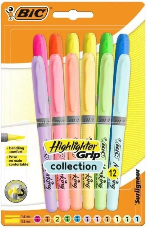 Zakreślacz Grip Pastel mix 12szt BIC - tantis.pl