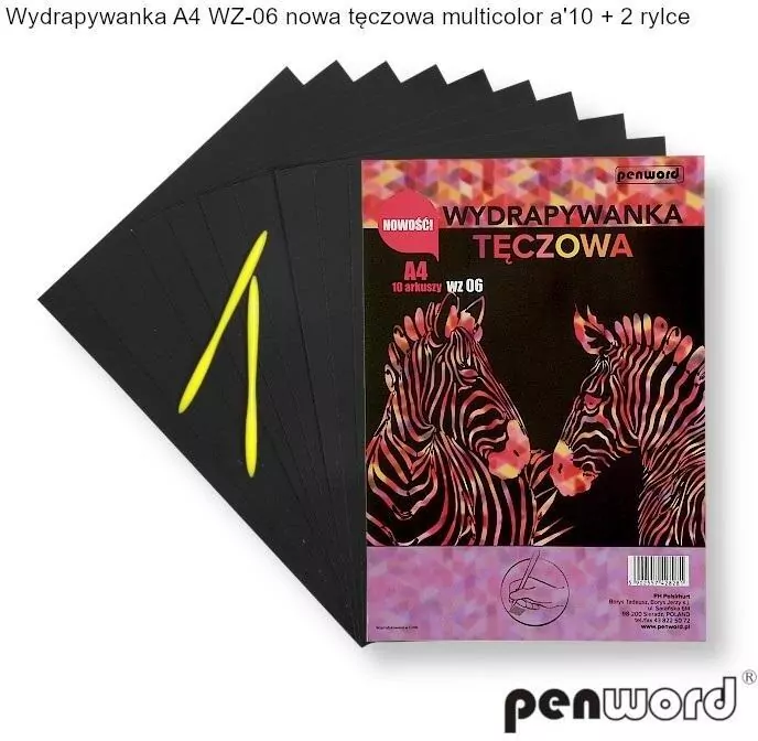 Wydrapywanka tęczowa A4 (10 arkuszy) multikolor + 2 rylce - tantis.pl