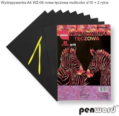 Wydrapywanka tęczowa A4 (10 arkuszy) multikolor + 2 rylce