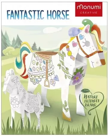 Cube head. Koń. Złóż i pokoloruj - tantis.pl