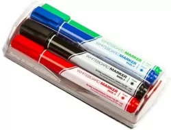 Rystor. Markery do tablic, 4 kolory + gąbka