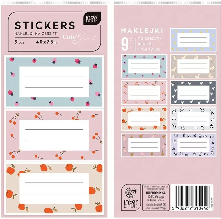 Naklejki na zeszyty Cute Girl - tantis.pl